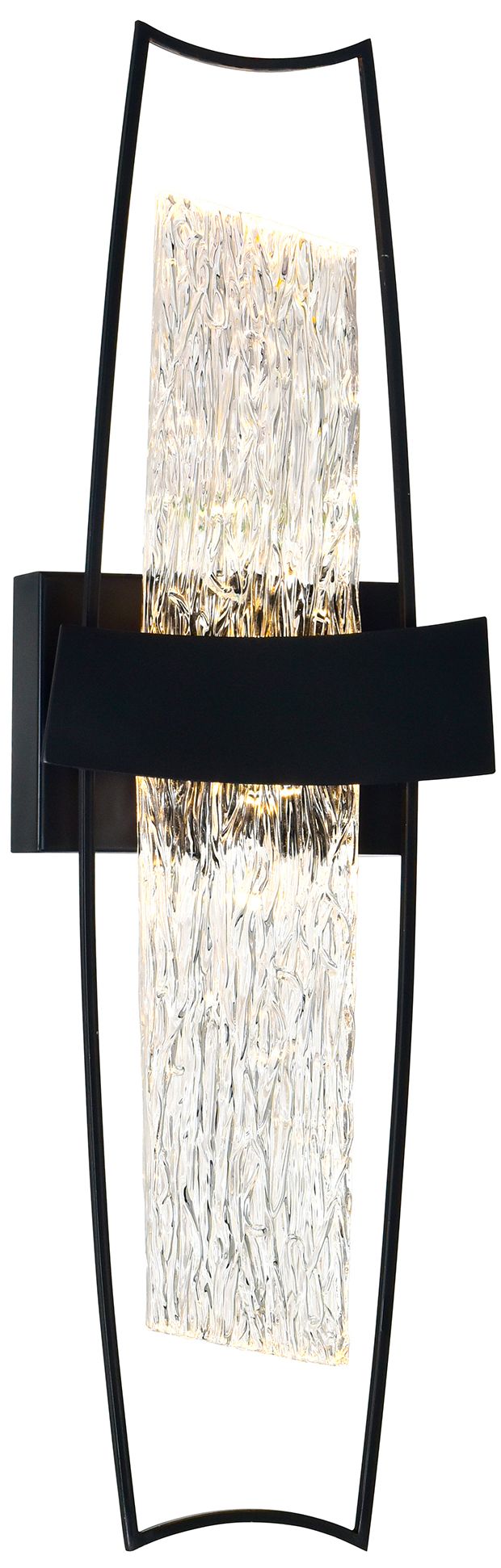 Image 2 Guadiana Integrated LED 8in Black Wall Light with Handcrafted Glass