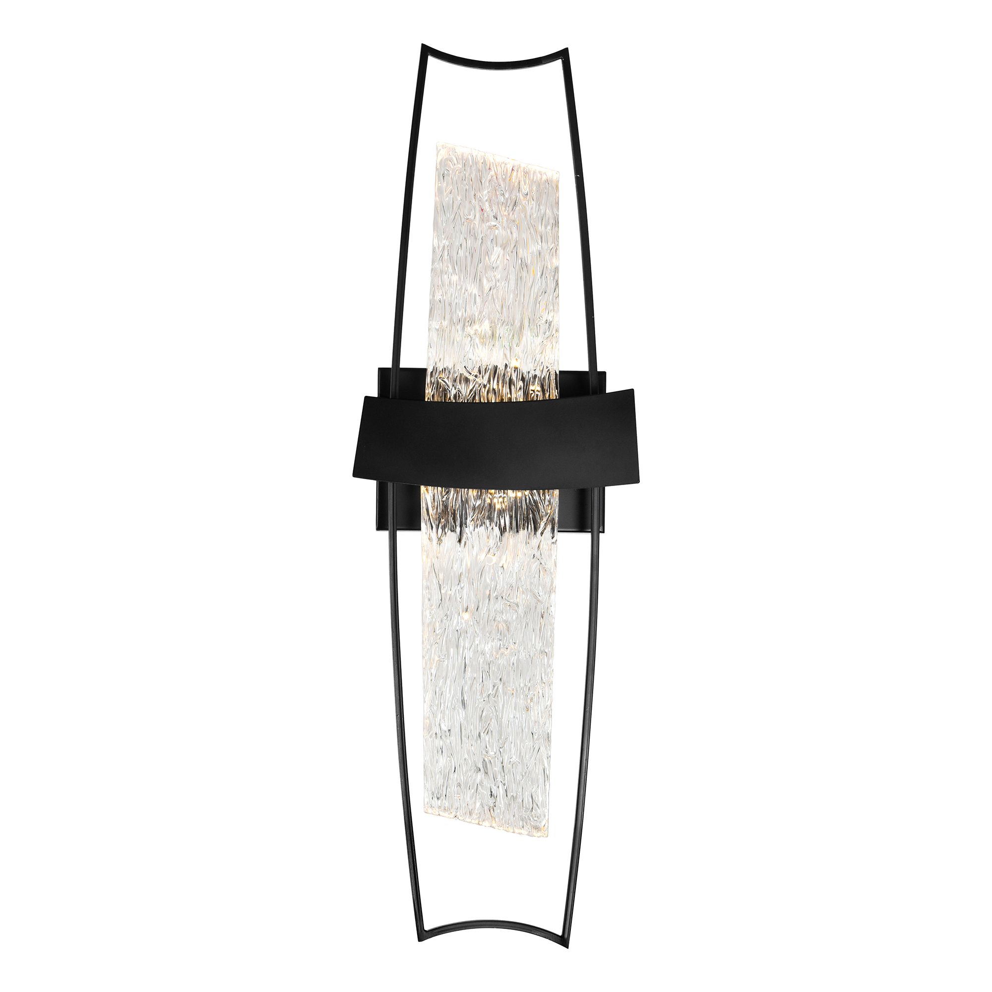 Image 3 Guadiana Integrated LED 8in Black Wall Light with Handcrafted Glass more views