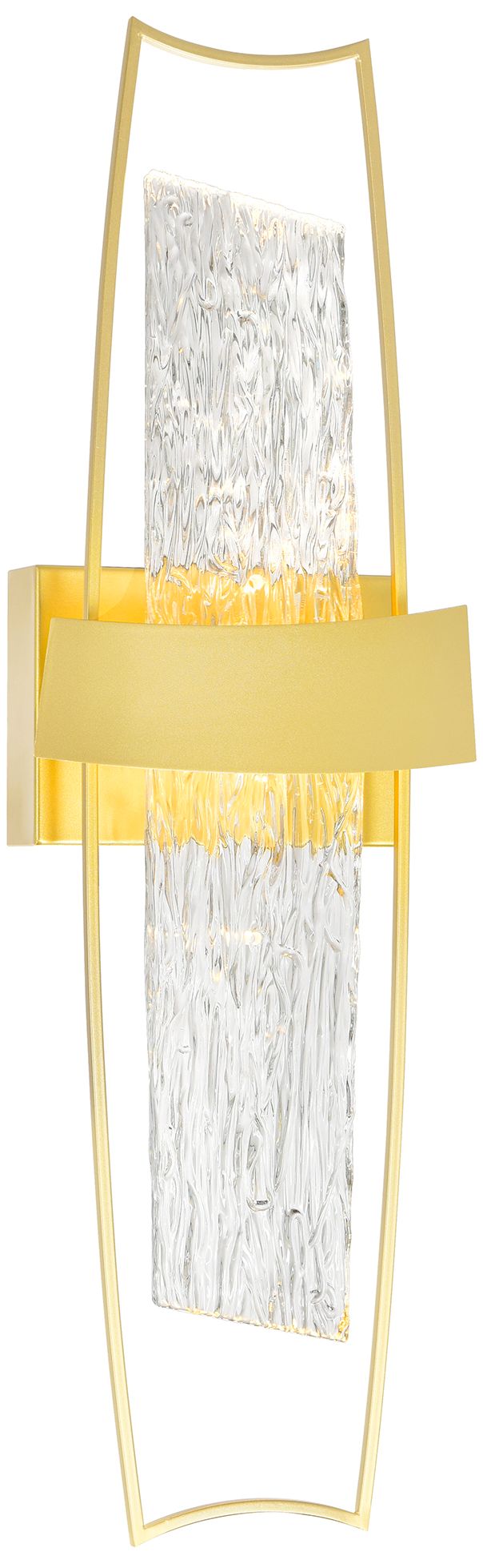 Guadiana Integrated LED 8in Satin Gold Wall Light with Handcrafted Glass