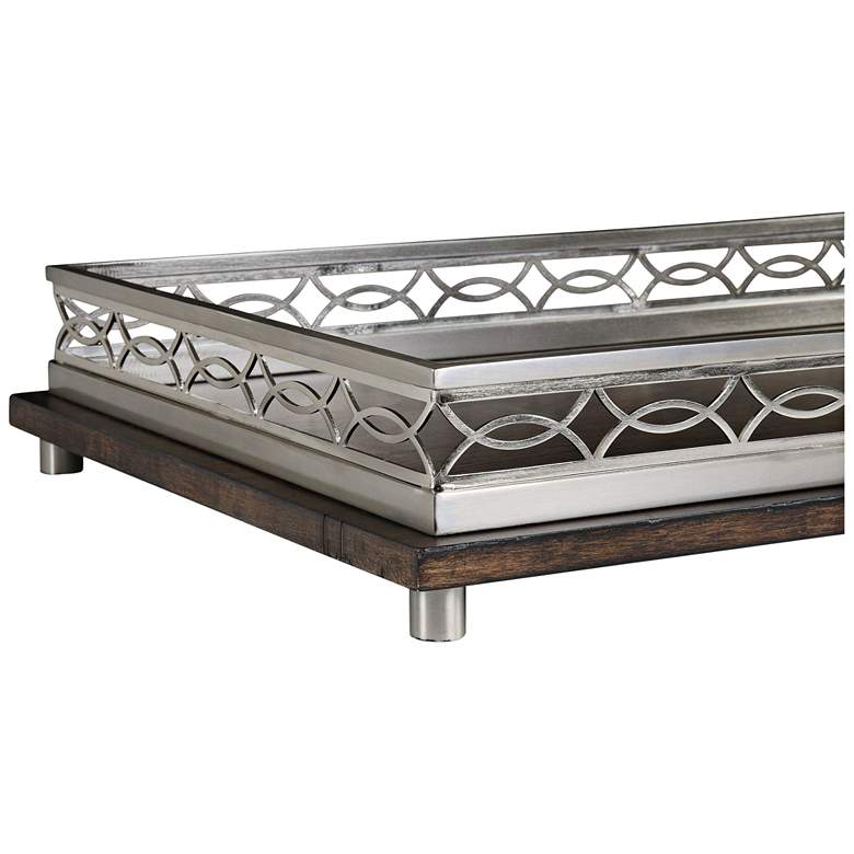 Image 1 Gualtiero 27" Wide Brushed Nickel and Wood Decorative Tray