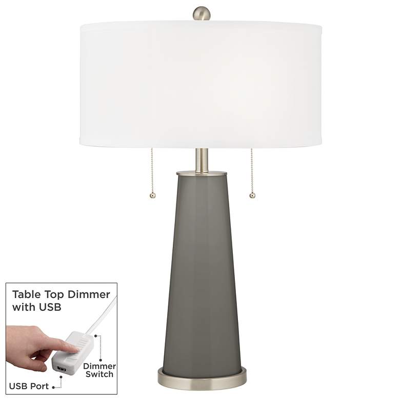 Image 1 Guantlet Gray Peggy Glass Table Lamp With Dimmer