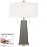 Guantlet Gray Peggy Glass Table Lamp With Dimmer