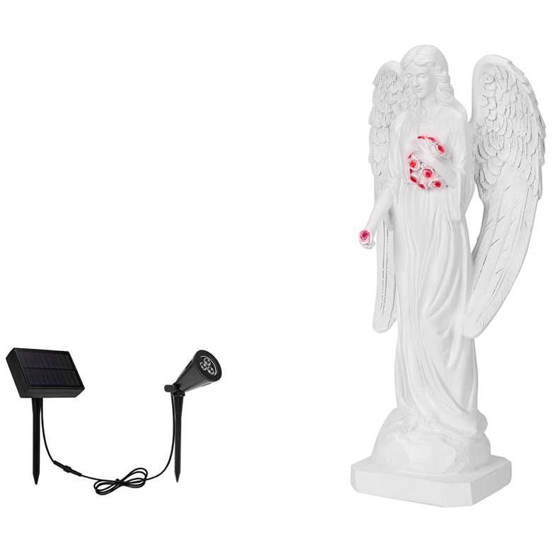 Image 1 Guardian Angel Closed Wings 15"H Statue with LED Spotlight