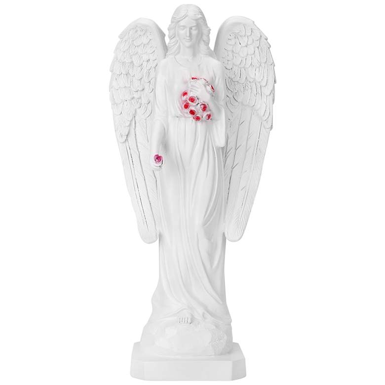 Image 2 Guardian Angel Closed Wings 15"H Statue with LED Spotlight more views