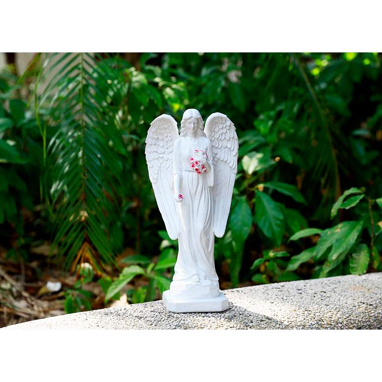 Image 6 Guardian Angel Closed Wings 15"H Statue with LED Spotlight more views
