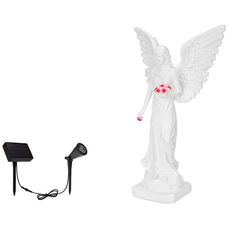 Image 1 Guardian Angel Open Wings 15" High Statue with LED Spotlight