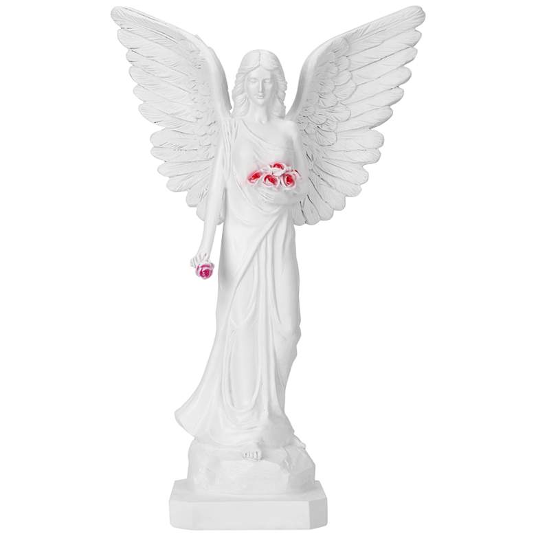 Image 2 Guardian Angel Open Wings 15" High Statue with LED Spotlight more views