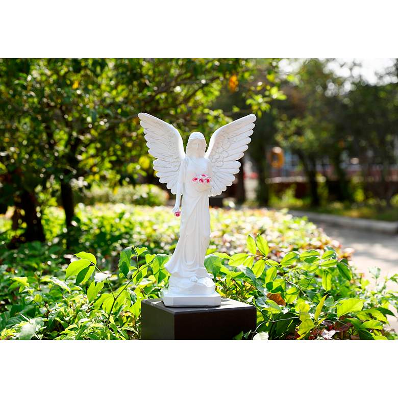 Image 5 Guardian Angel Open Wings 15" High Statue with LED Spotlight more views