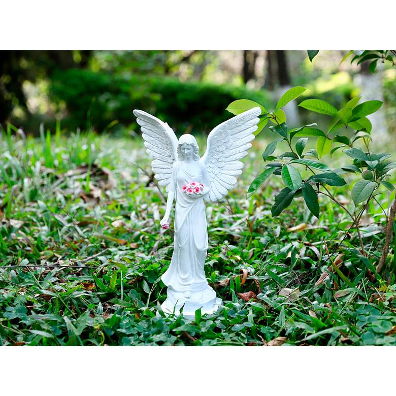 Image 6 Guardian Angel Open Wings 15" High Statue with LED Spotlight more views
