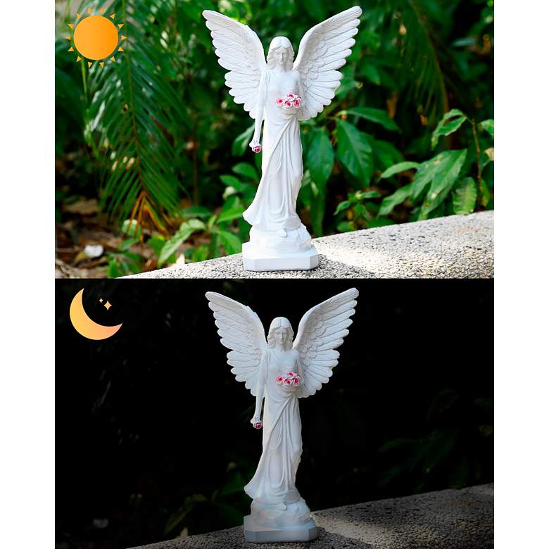 Image 7 Guardian Angel Open Wings 15" High Statue with LED Spotlight more views