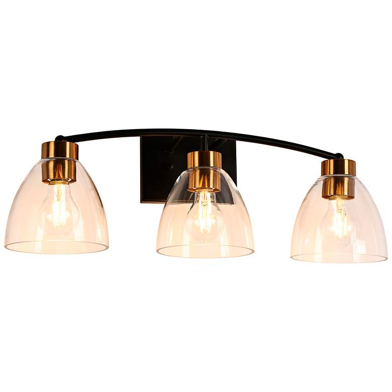 Image 2 Guayaba 22 3/4"W Matte Black with Brass 3-Light Bath Light