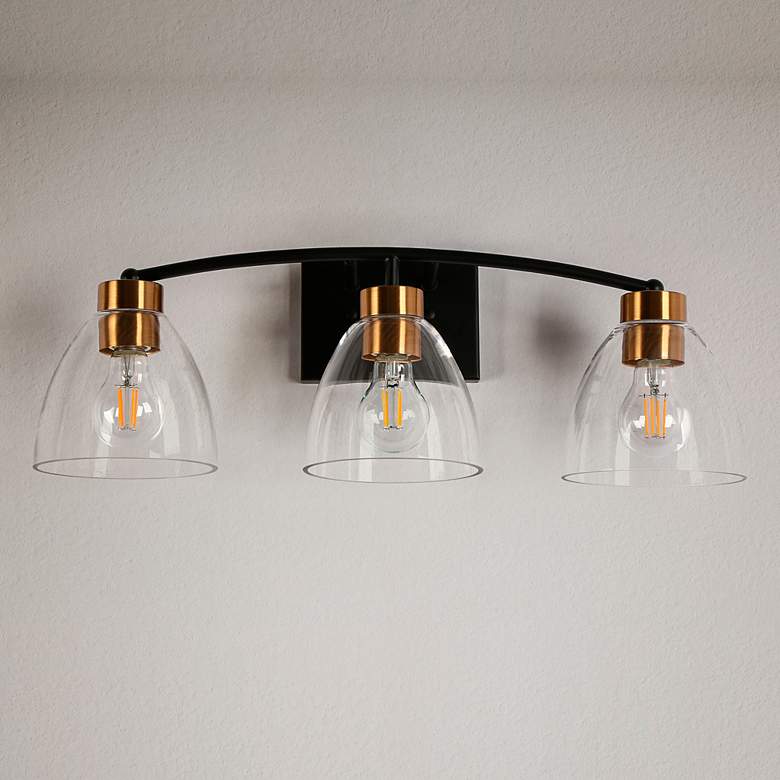 Image 1 Guayaba 22 3/4"W Matte Black with Brass 3-Light Bath Light