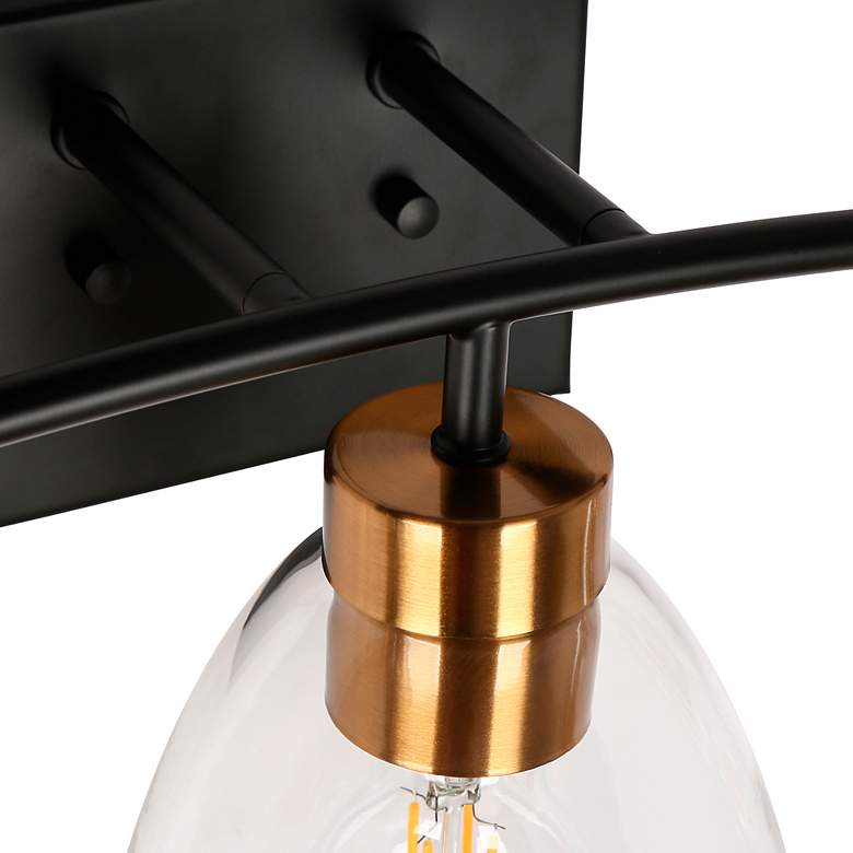 Image 7 Guayaba 22 3/4"W Matte Black with Brass 3-Light Bath Light more views