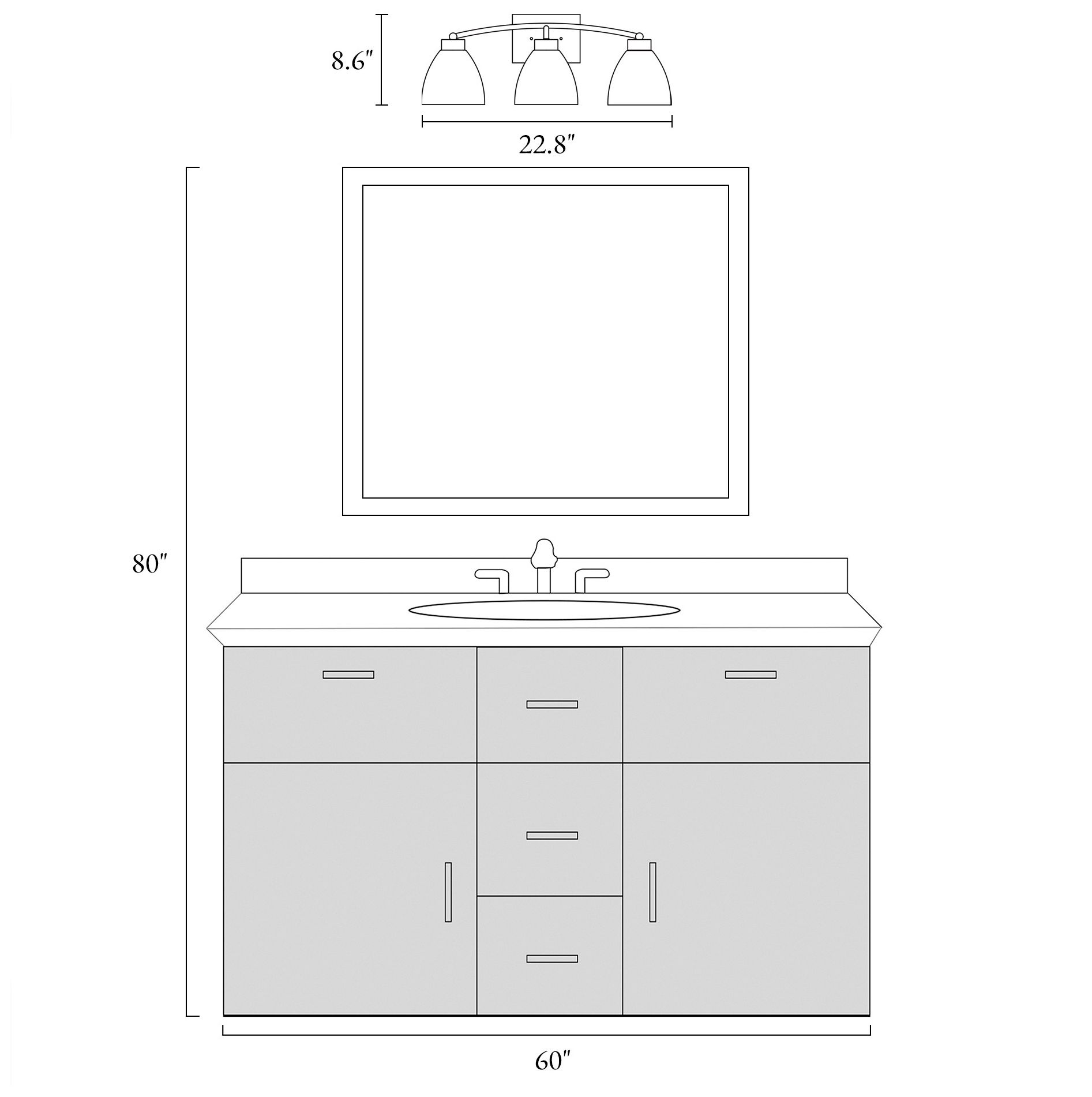 Guayaba 22 3/4"W Matte Black with Brass 3-Light Bath Light