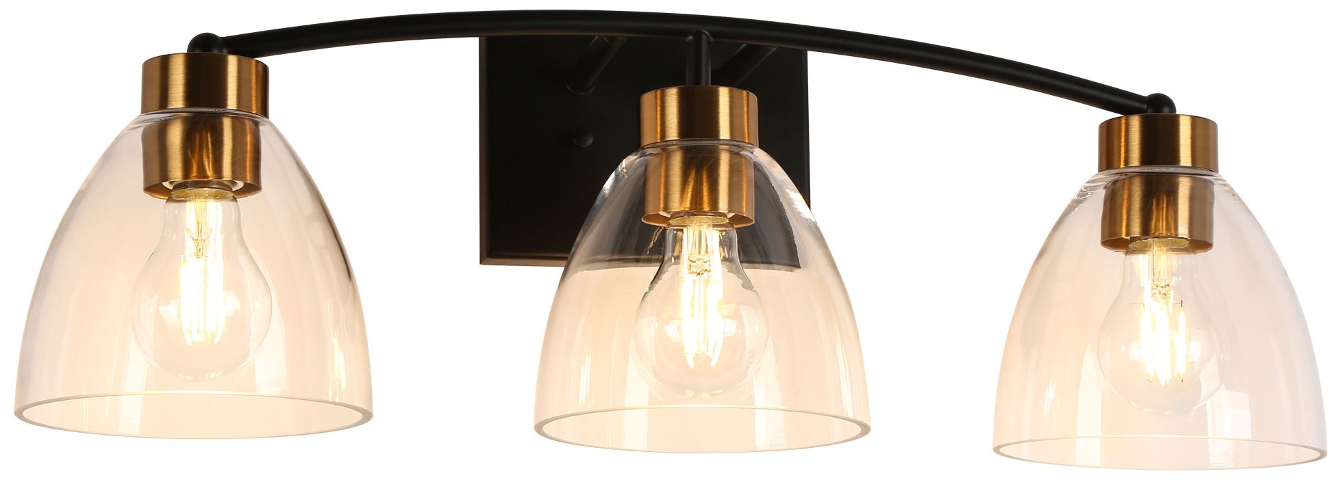 Image 2 Guayaba 22 3/4"W Matte Black with Brass 3-Light Bath Light - Made to Order
