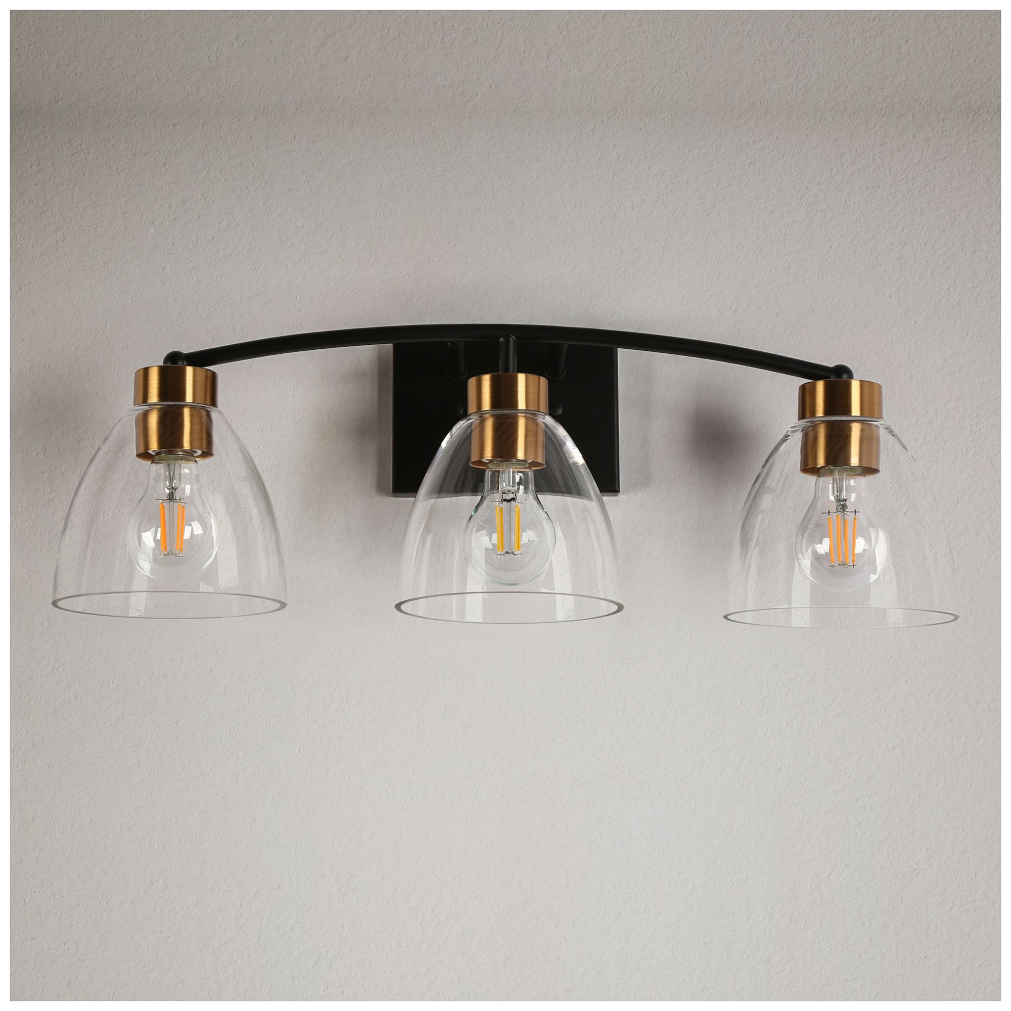 Image 4 Guayaba 22 3/4"W Matte Black with Brass 3-Light Bath Light - Made to Order more views