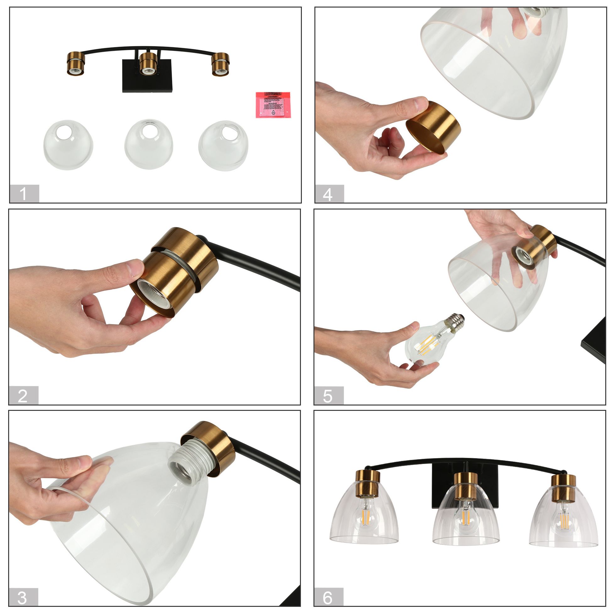 Guayaba 22 3/4"W Matte Black with Brass 3-Light Bath Light - Made to Order
