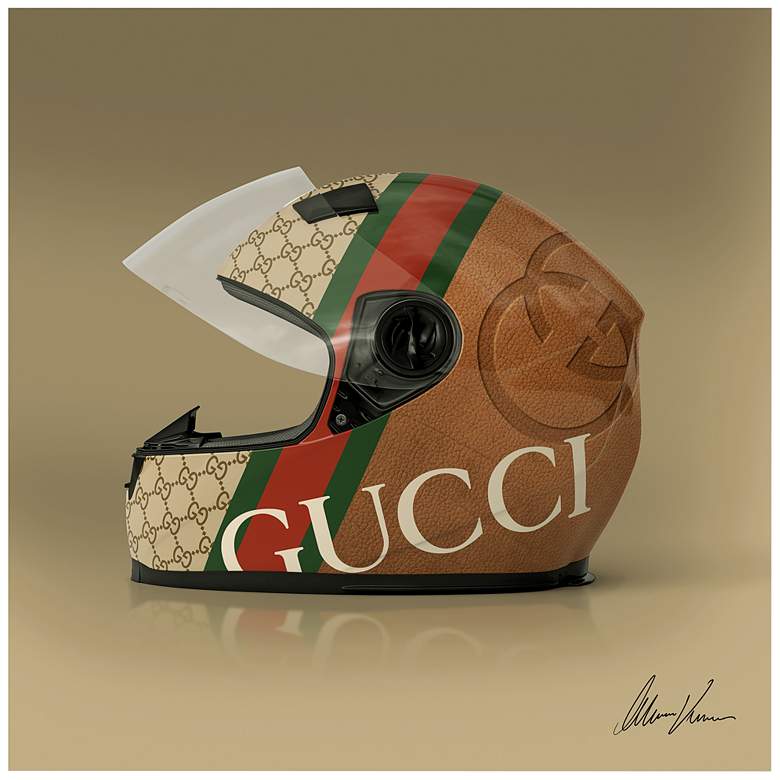 Image 2 Gucci Fabulous Helmet 24 inch Square Printed Glass Wall Art