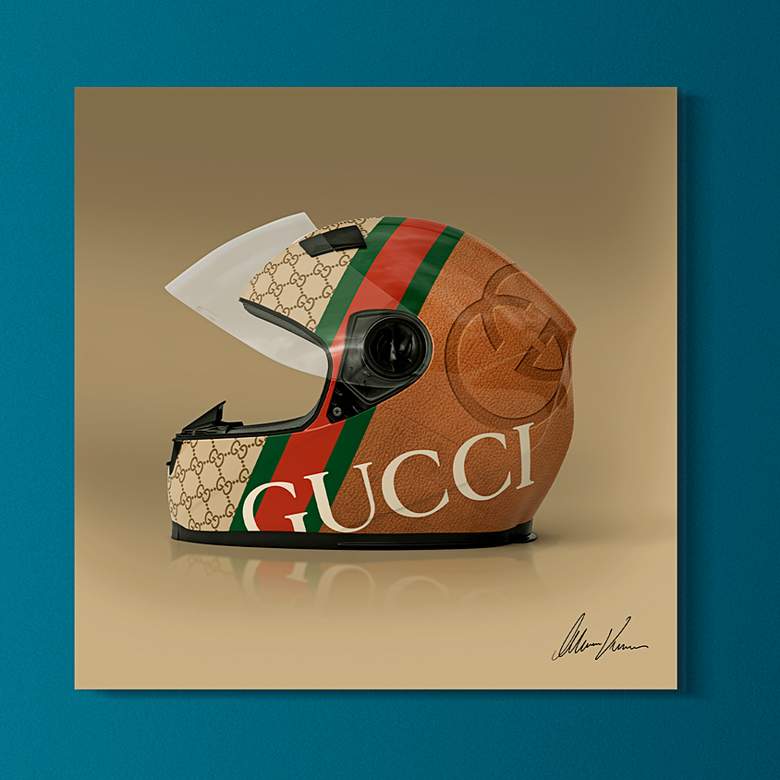 Image 1 Gucci Fabulous Helmet 24 inch Square Printed Glass Wall Art