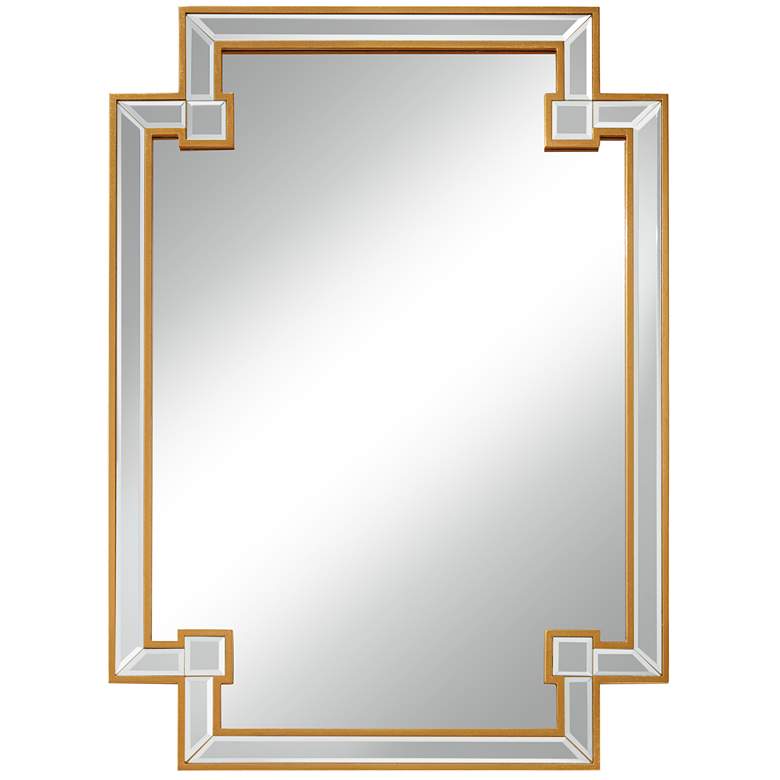 Gufin Gold Leaf 27&quot; x 38&quot; Cut Corner Rectangular Mirror
