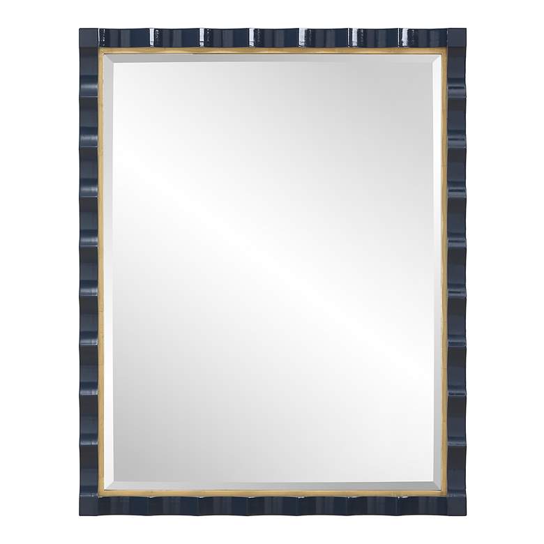 Image 2 Gulf Navy Lacquer 31" x 39" Rectangular Wall Mirror