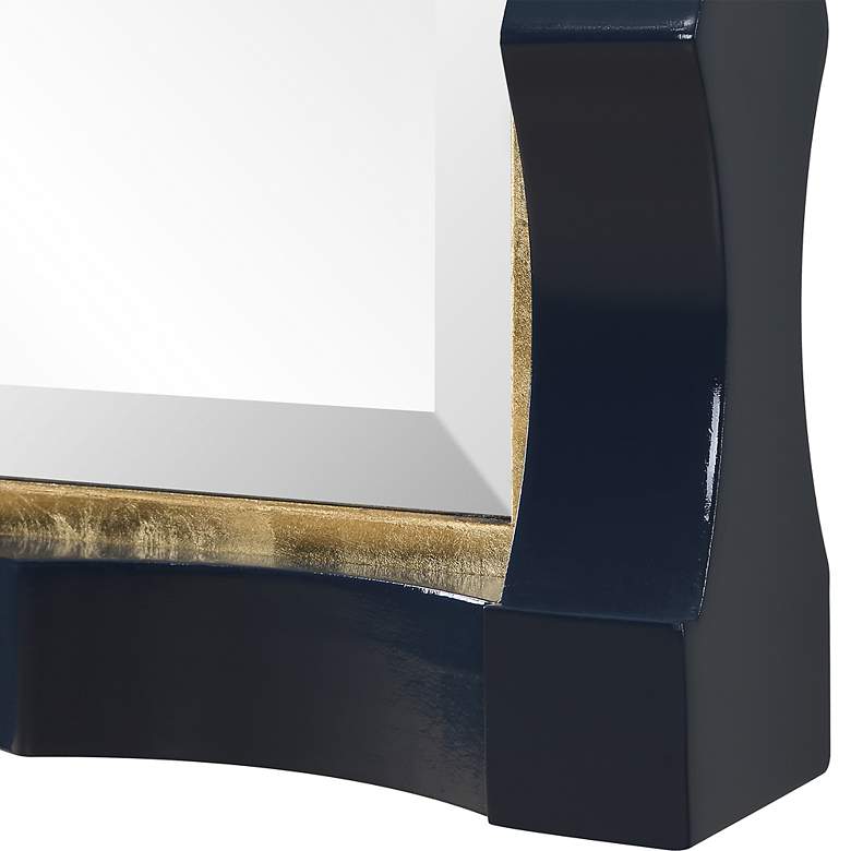 Image 5 Gulf Navy Lacquer 31" x 39" Rectangular Wall Mirror more views