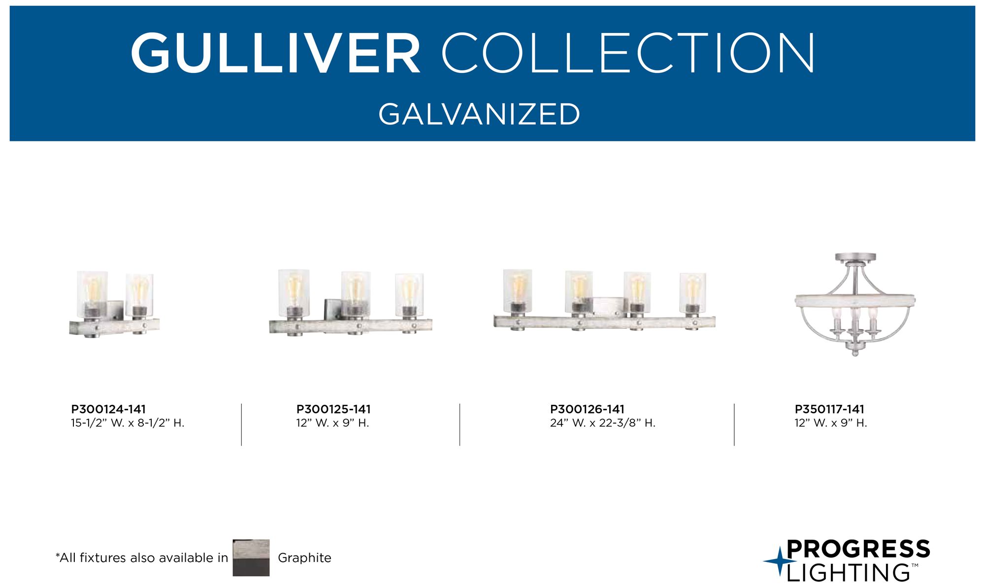 Gulliver Collection Four-Light 14-1/4" Semi-Flush Convertible