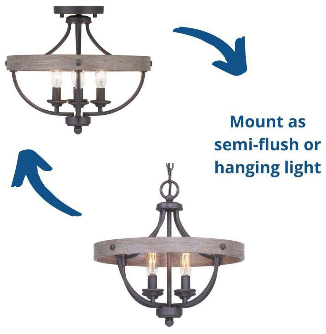 Gulliver Collection Four-Light 14-1/4" Semi-Flush Convertible