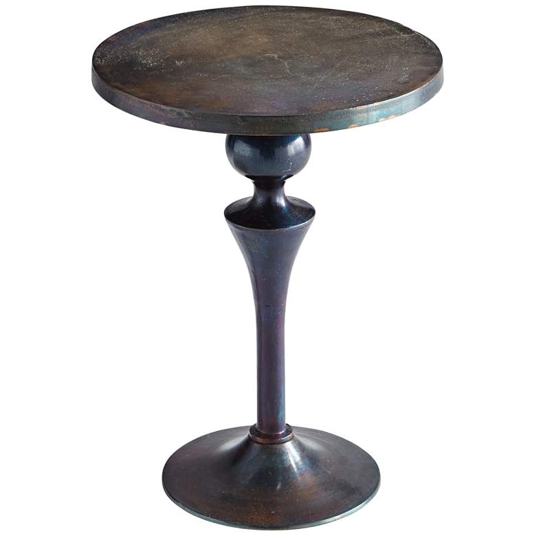 Image 1 Gully 18 inch Wide Antique Bronzed-Blue Round Side Table