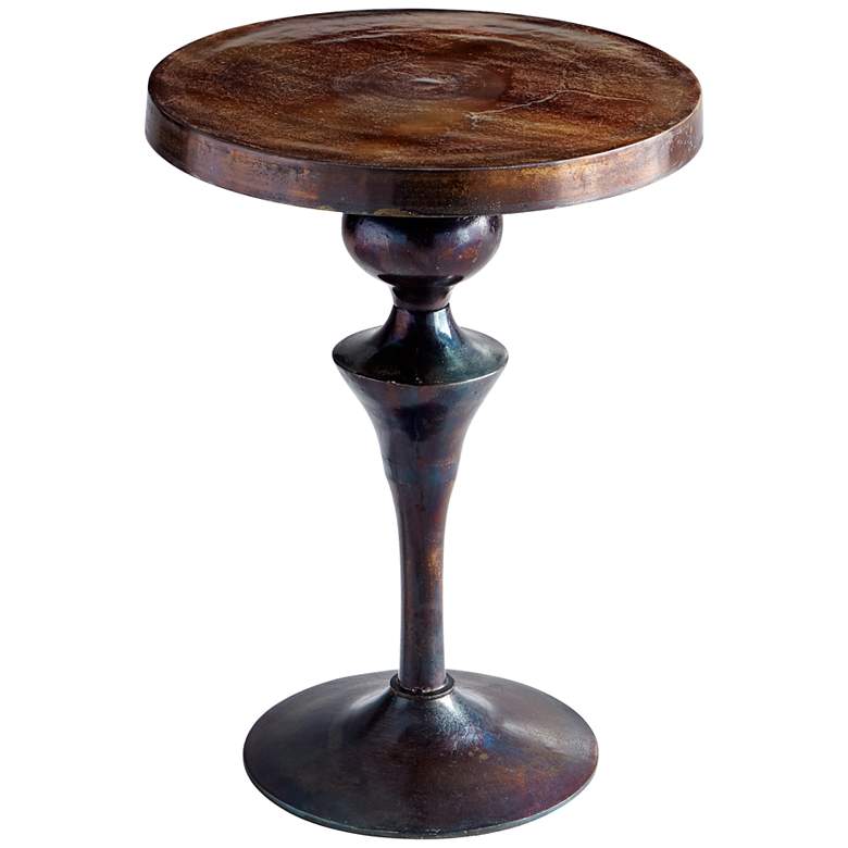 Image 1 Gully 21 inch Wide Touch of Blue Antique Bronze Round Side Table