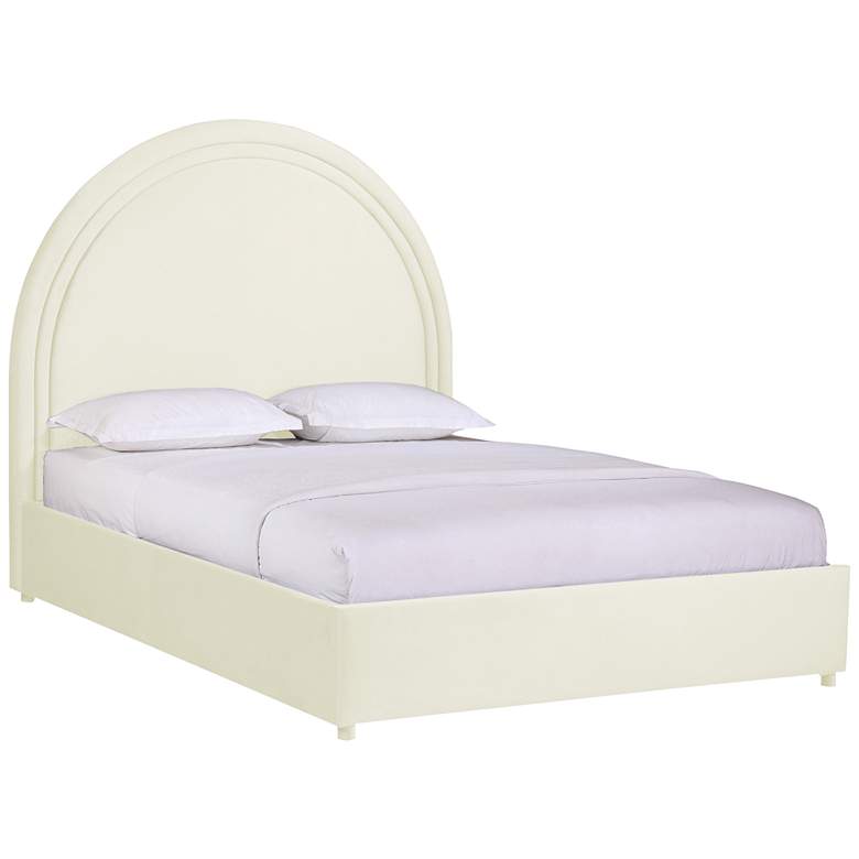 Image 1 Gumdrop Cream Velvet Tufted Arched Full Bed