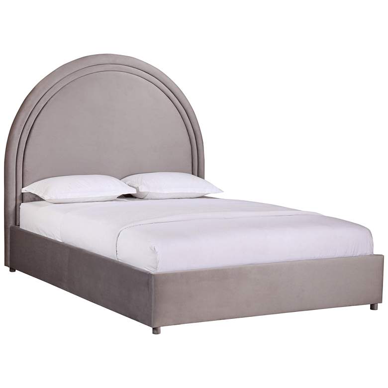 Image 1 Gumdrop Gray Velvet Tufted Arched Queen Bed