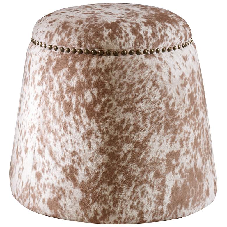 Image 1 Gumdrop Soft Chestnut and White Faux Cow Hide Ottoman