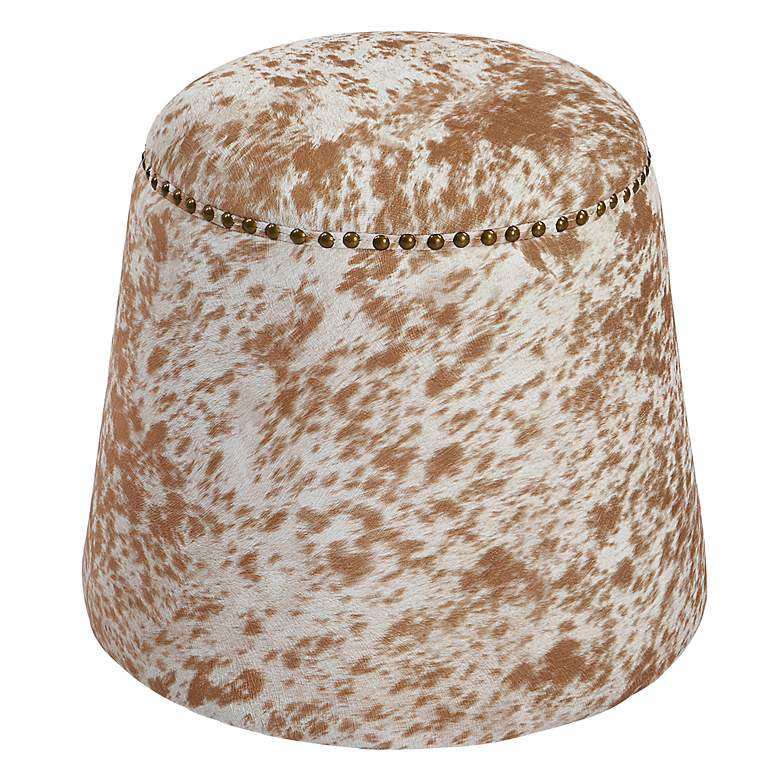 Image 4 Gumdrop Soft Chestnut and White Faux Cow Hide Ottoman more views