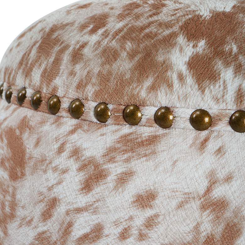Image 7 Gumdrop Soft Chestnut and White Faux Cow Hide Ottoman more views