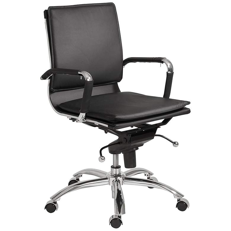 Image 1 Gunar Black Leatherette Low Back Swivel Office Chair
