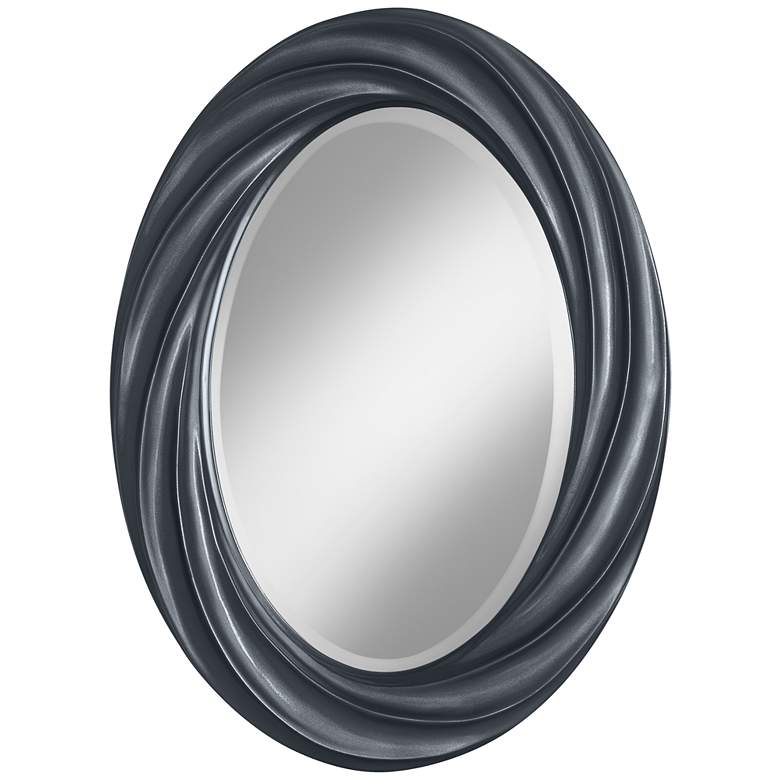 Image 1 Gunmetal Metallic 30 inch High Oval Twist Wall Mirror
