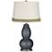 Gunmetal Metallic Double Gourd Table Lamp with Scallop Lace Trim