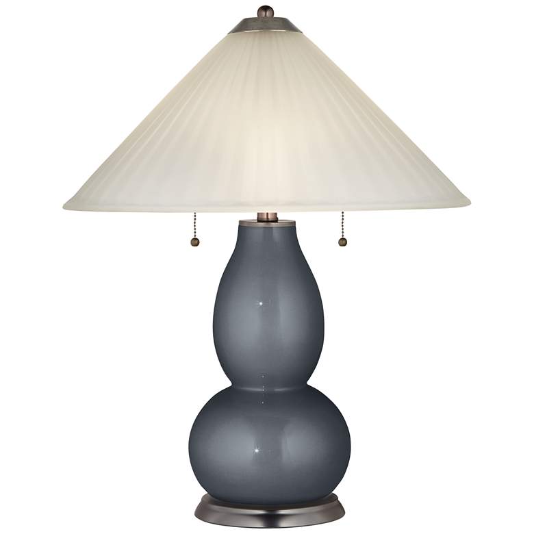 Image 1 Gunmetal Metallic Fulton Table Lamp with Fluted Glass Shade