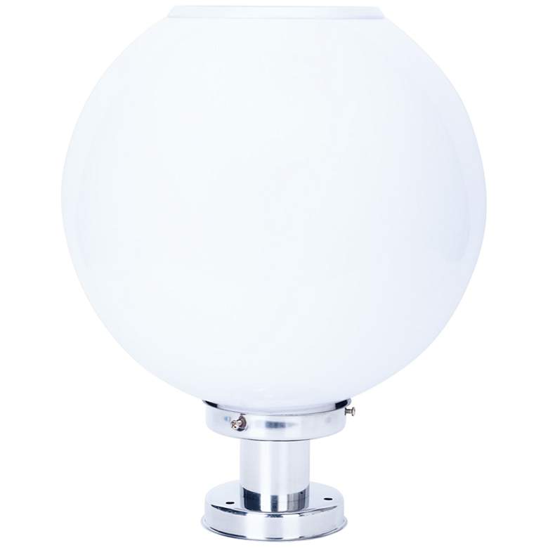 Image 4 Gunnar 16" High Chrome Solar LED Sphere Pillar Light with Remote more views