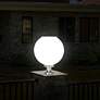 Gunnar 16" High Chrome Solar LED Sphere Pillar Light with Remote