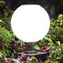 Gunnar 16"H Chrome Solar LED Sphere Pillar Light with Remote