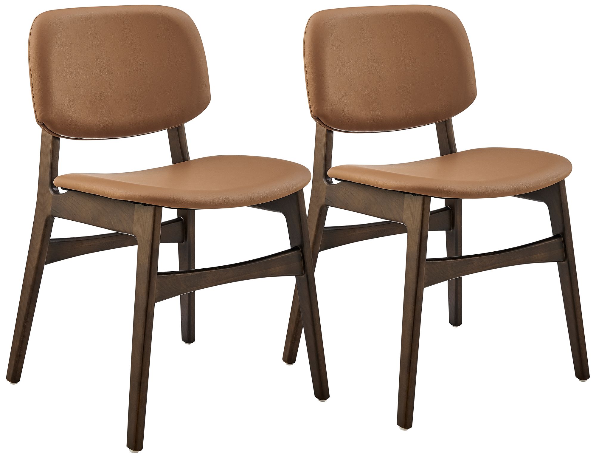 Image Gunther Dark Tan Leatherette Side Chairs Set of 2
