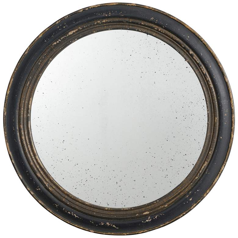 Image 1 Gunther Distressed Brown 23 1/2 inch Round Wall Mirror