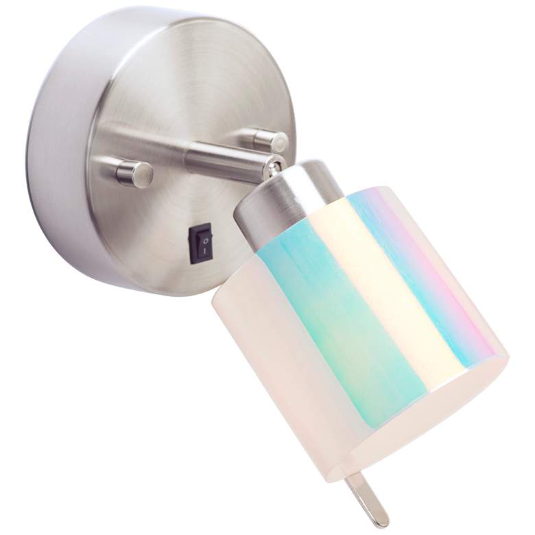 Image 1 Guppy Brushed Nickel LED Wall Lamp with Opal Duotrans Shade