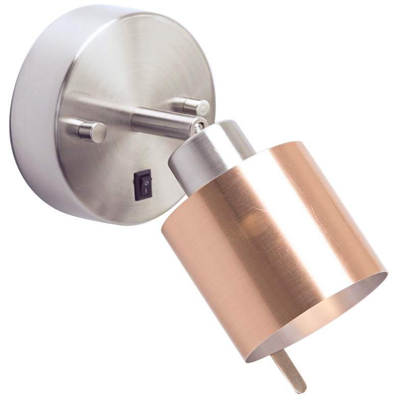 Image 1 Guppy Nickel LED Wall Lamp w/ Brushed Copper Duotrans Shade
