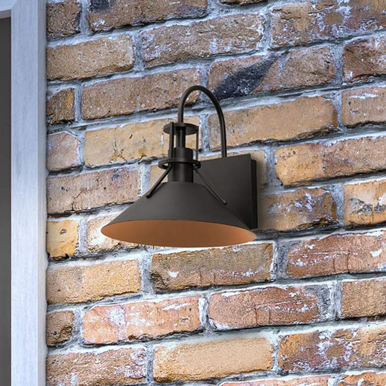 Image 1 Gus 12" High Black and Copper LED Outdoor Wall Light
