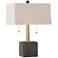 Gus 19"H Moss Gray Suede and Brushed Brass Accent Table Lamp