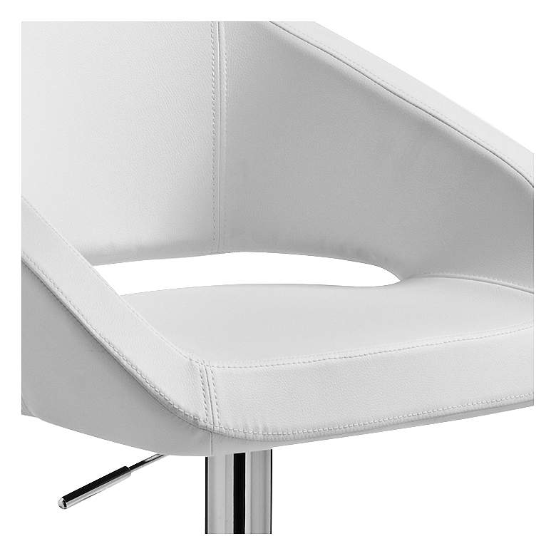 Image 3 Gustavo Chrome and White Swivel Seat Adjustable Barstool more views