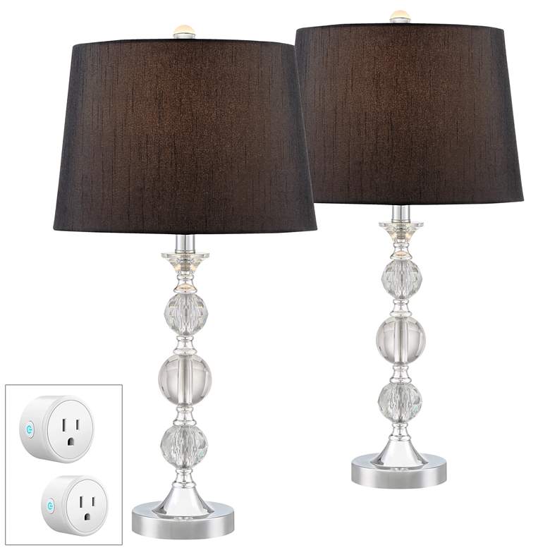 Image 1 Gustavo Crystal Black Shade Lamp Set of 2 with WiFi Smart Sockets